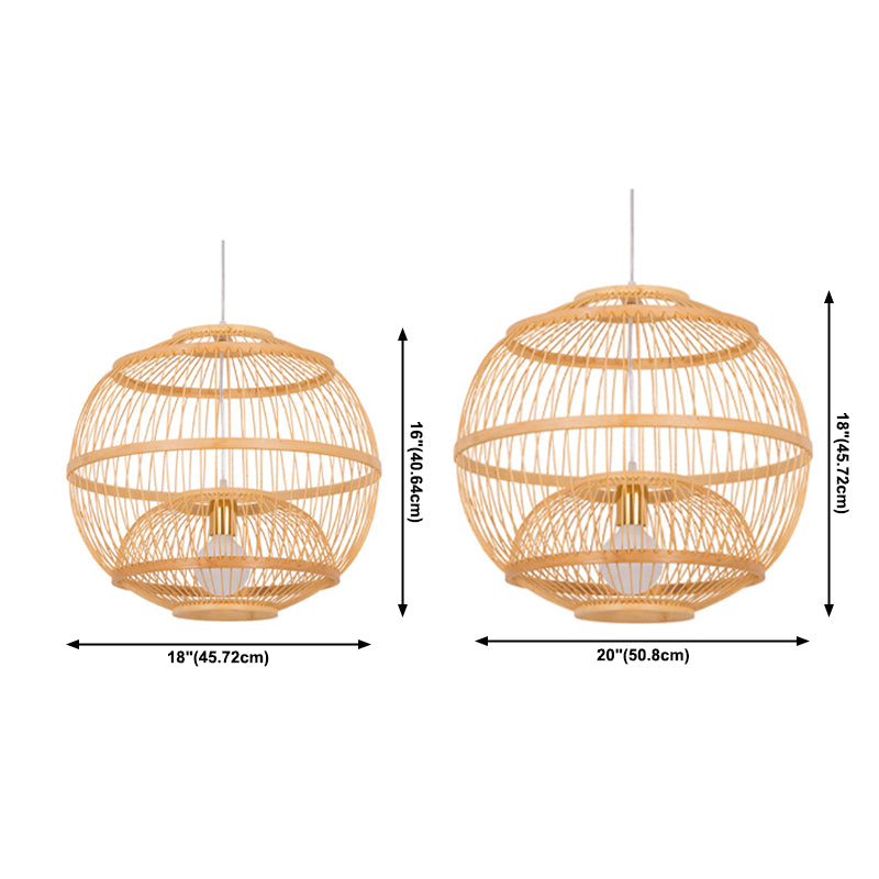 Bamboo Chinese Hanging Ceiling Light 1-Light Pendant Light for Tea Room