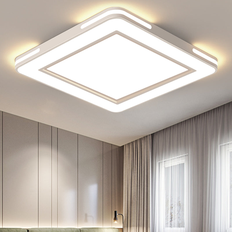 Contemporary Black & White Flush Mount Ceiling Light with Acrylic Shade