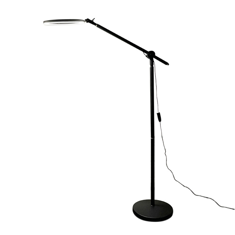 Balance Arm Task Floor Lamp Modern Metal Black Standing Light with Ring Shade