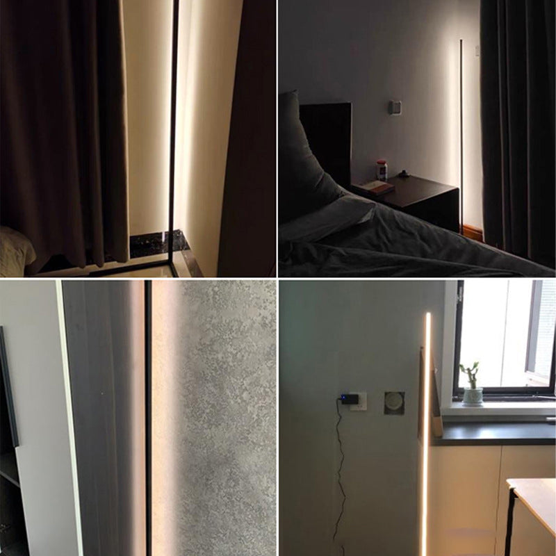 Rechtlijnige LED -vloerlicht Licht Noordse stijl metalen woonkamer hoeklamp