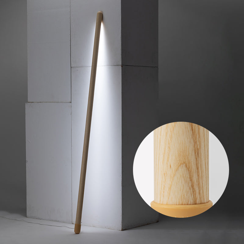 White Ashwood Linear Corner Floor Light Nordic Movable LED Standing Light