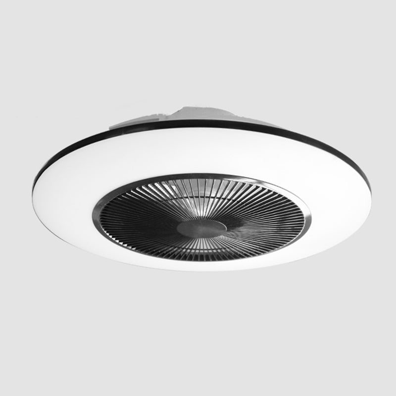 Black Round Fan Light Fixture Nordic LED Acrylic Semi Flush Ceiling Light for Bedroom