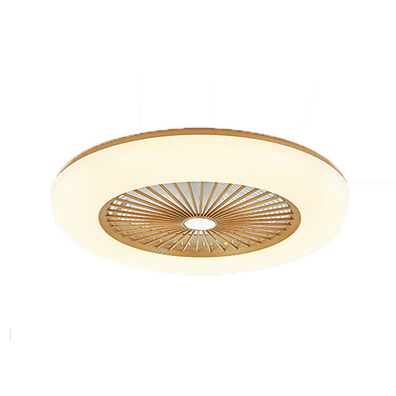 Acrylic Wheel Shaped Semi Flush Light Macaron Style LED Ceiling Fan Light for Bedroom