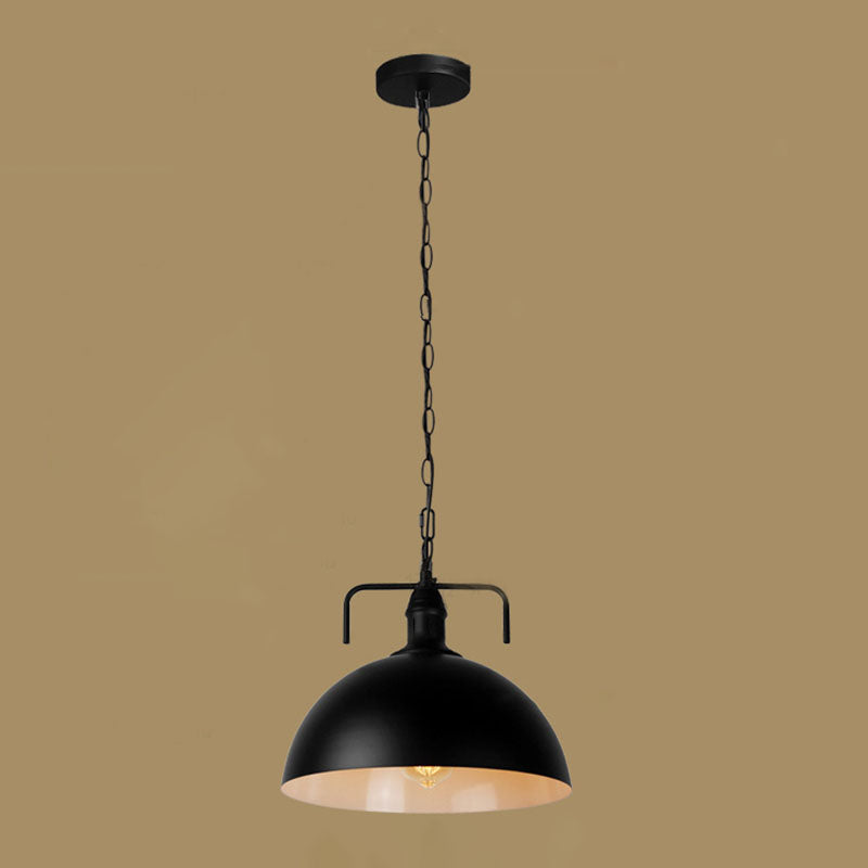 Black/Dark Brown Industrial Hanging Lamps with Dome Shade for Kitchen Restaurant