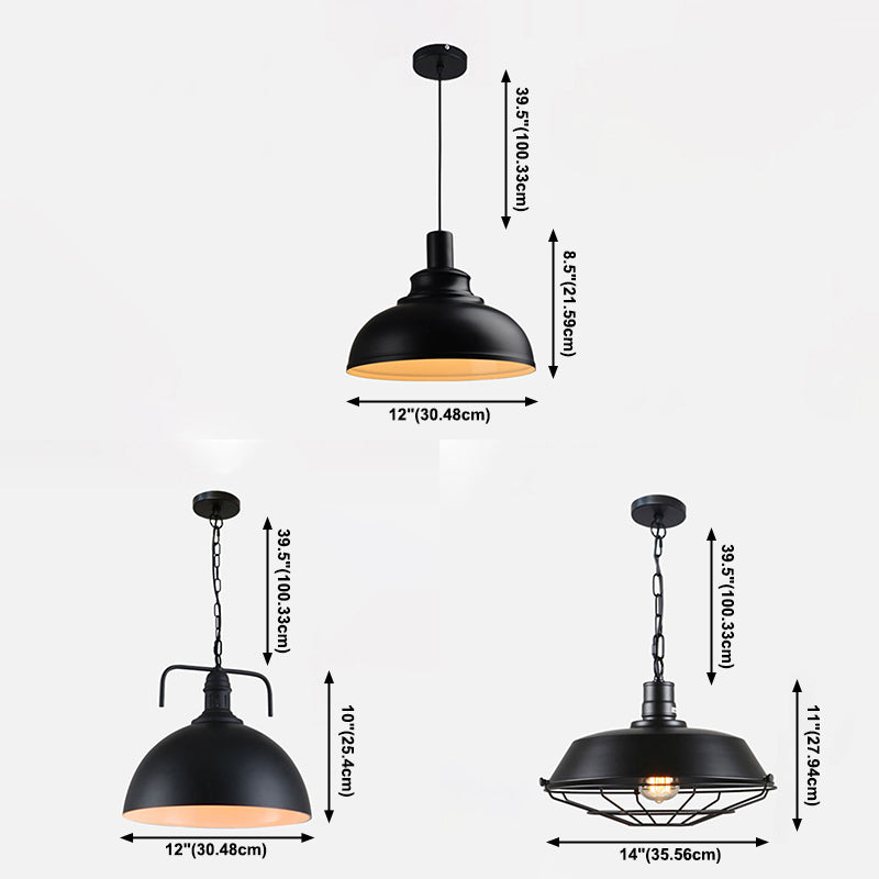 Schwarz/dunkelbraune industrielle Hanglampen mit Kuppelschatten für Küchenrestaurant