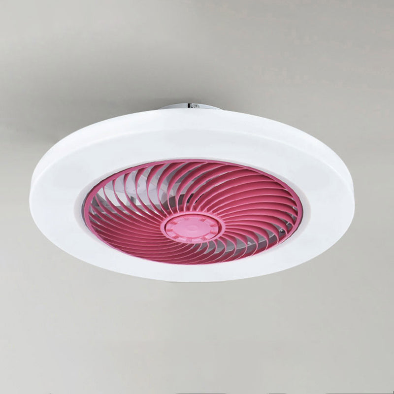 Straight-edged Round Fan Lamp Simplicity Acrylic Dining Room LED Semi Flush Light