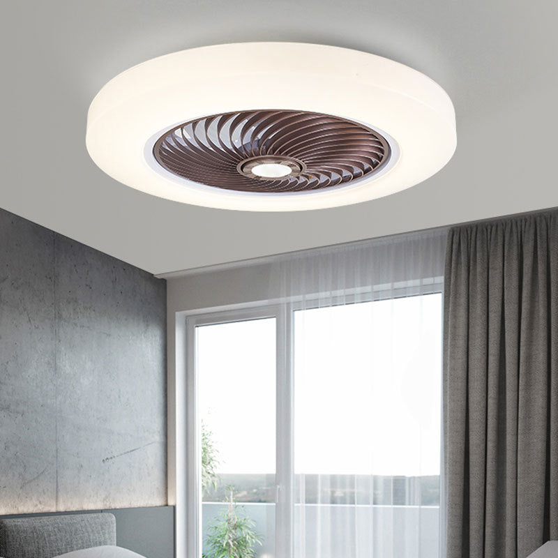 Macaron style Circular Fan Light Acrylic Bedroom LED Semi Flush Mount Light Fixture