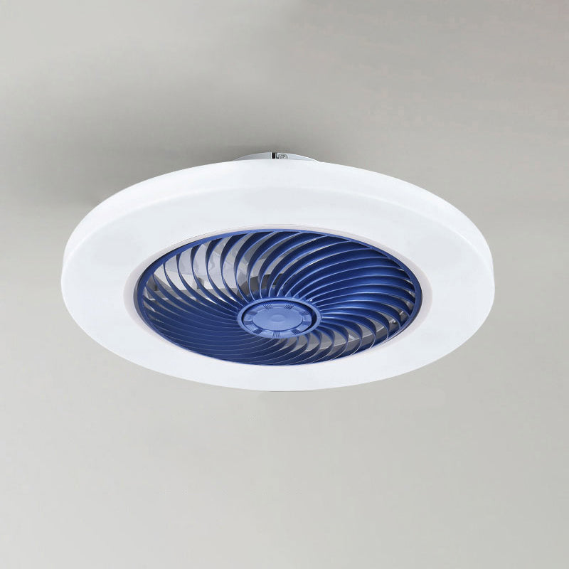 Invisible Blade Round Fan Light Fixture Minimalistic Acrylic Bedroom Semi Flush Ceiling Light