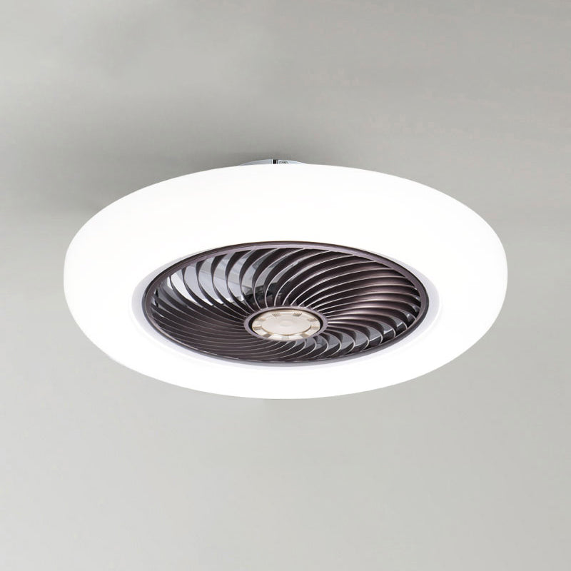 Invisible Blade Round Fan Light Fixture Minimalistic Acrylic Bedroom Semi Flush Ceiling Light