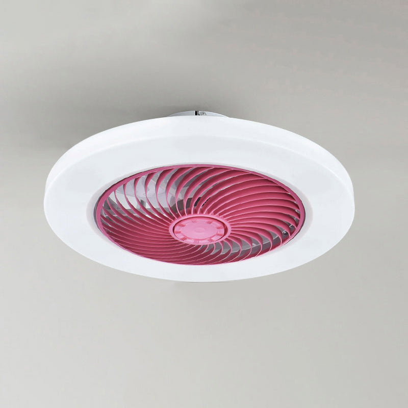 Invisible Blade Round Fan Light Fixture Minimalistic Acrylic Bedroom Semi Flush Ceiling Light