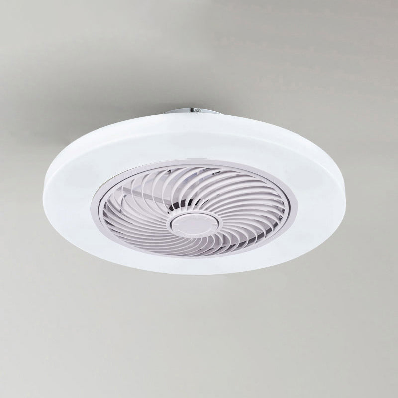 Invisible Blade Round Fan Light Fixture Minimalistic Acrylic Bedroom Semi Flush Ceiling Light