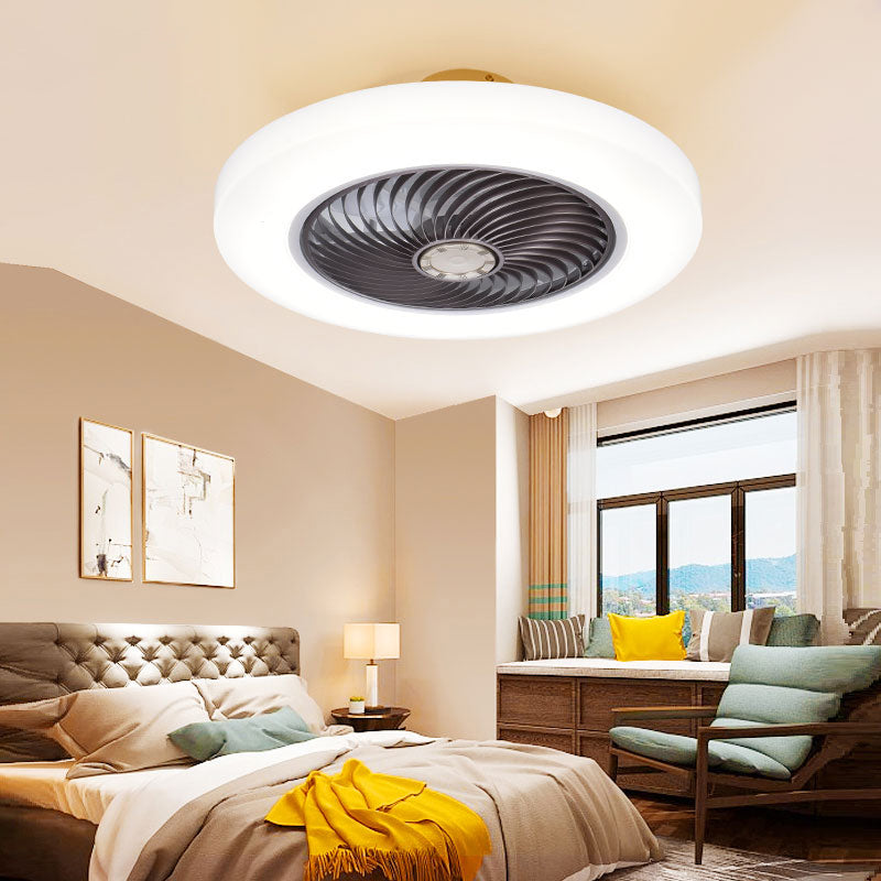 Ventilatore a led acrilico circolare ventola minimalista semi -rulli per la camera da letto