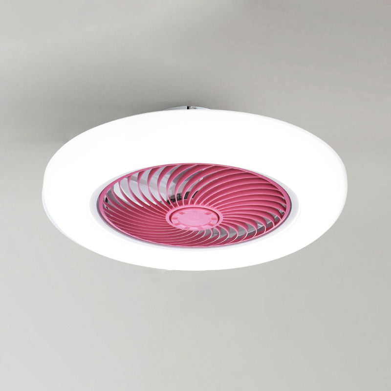 Circular Acrylic LED Ceiling Fan Minimalist Semi Flush Mounted Light for Bedroom