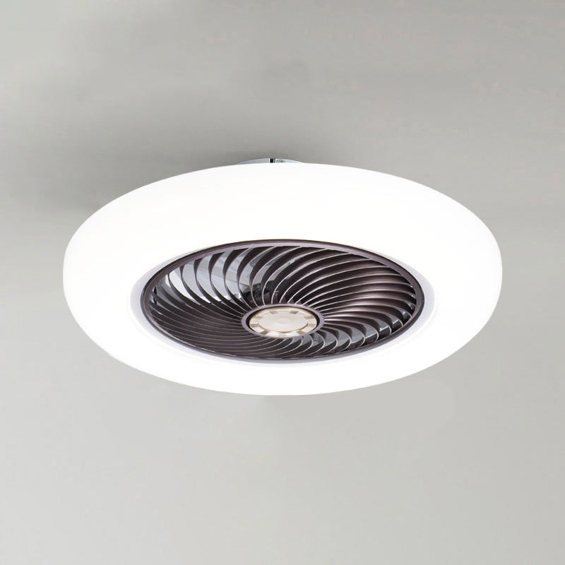 Circular Acrylic LED Ceiling Fan Minimalist Semi Flush Mounted Light for Bedroom