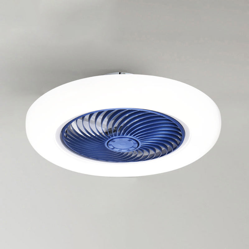 Circular Acrylic LED Ceiling Fan Minimalist Semi Flush Mounted Light for Bedroom