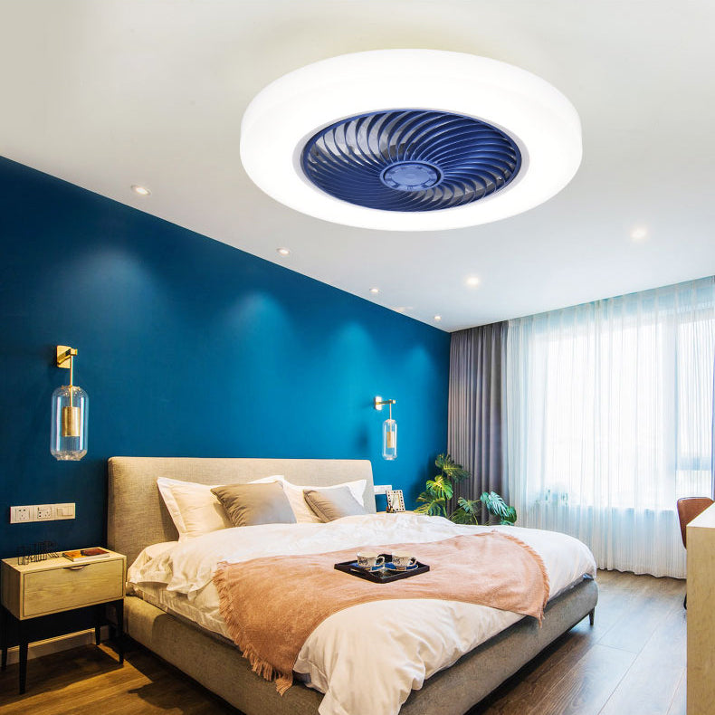 Ventilatore a led acrilico circolare ventola minimalista semi -rulli per la camera da letto