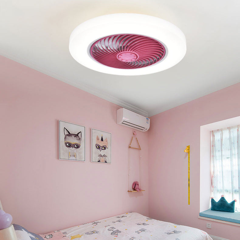 Ventilatore a led acrilico circolare ventola minimalista semi -rulli per la camera da letto