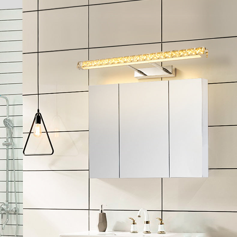 Modern Stainless Steel Vanity Mirror Light Bathroom Gold Vanity Sconce Light with Crystal