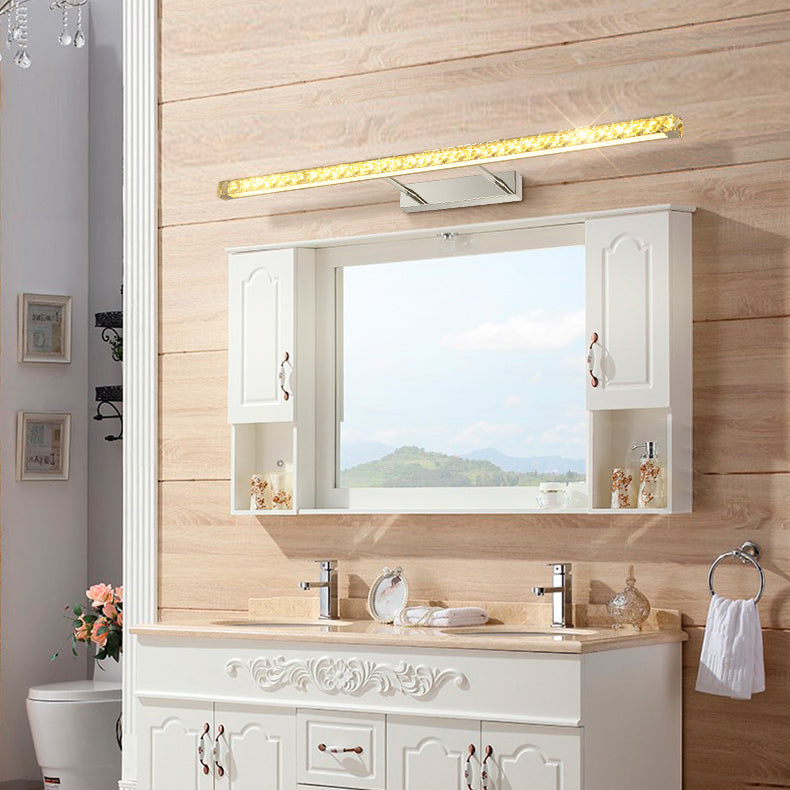 Modern Stainless Steel Vanity Mirror Light Bathroom Gold Vanity Sconce Light with Crystal