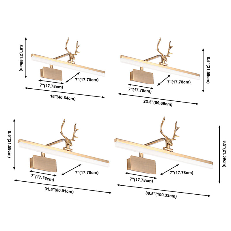 Metall -Waschtischlicht mit Geweih Mitte des Jahrhunderts moderne Wandmontage Licht in Gold