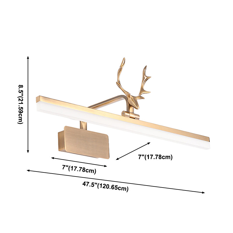 Metall -Waschtischlicht mit Geweih Mitte des Jahrhunderts moderne Wandmontage Licht in Gold