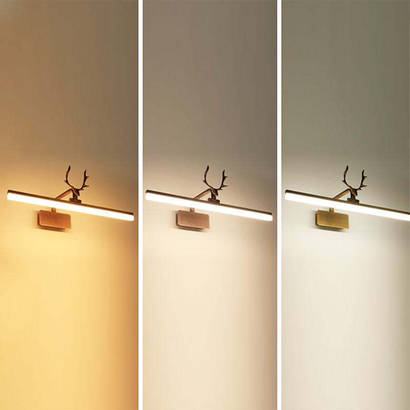 Metall -Waschtischlicht mit Geweih Mitte des Jahrhunderts moderne Wandmontage Licht in Gold