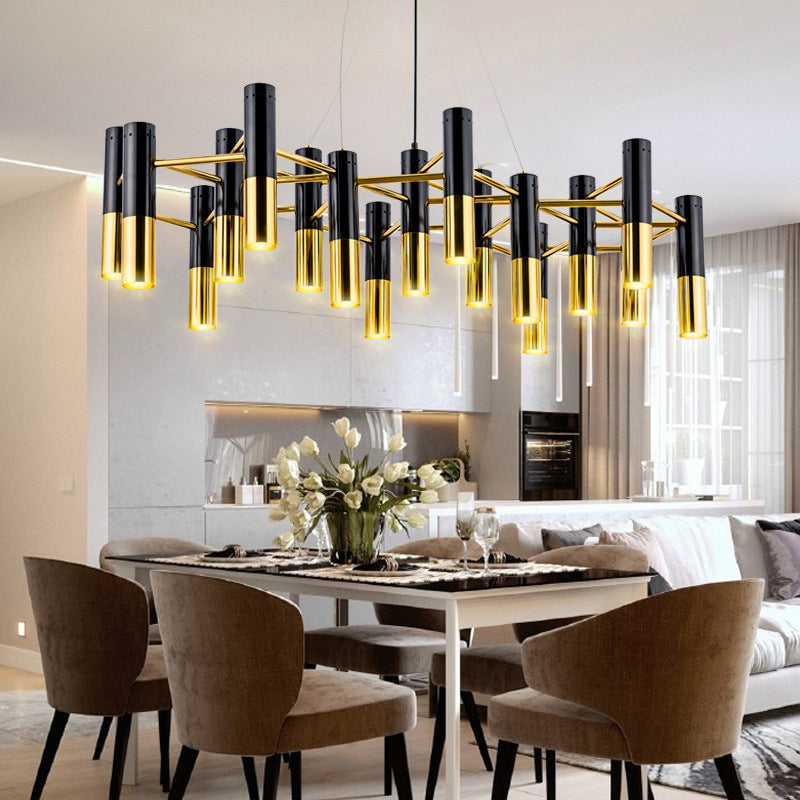 Sitting Room Postmodern Metal Chandelier Lighting Fixture Balck-gold Chandelier Pendant Light