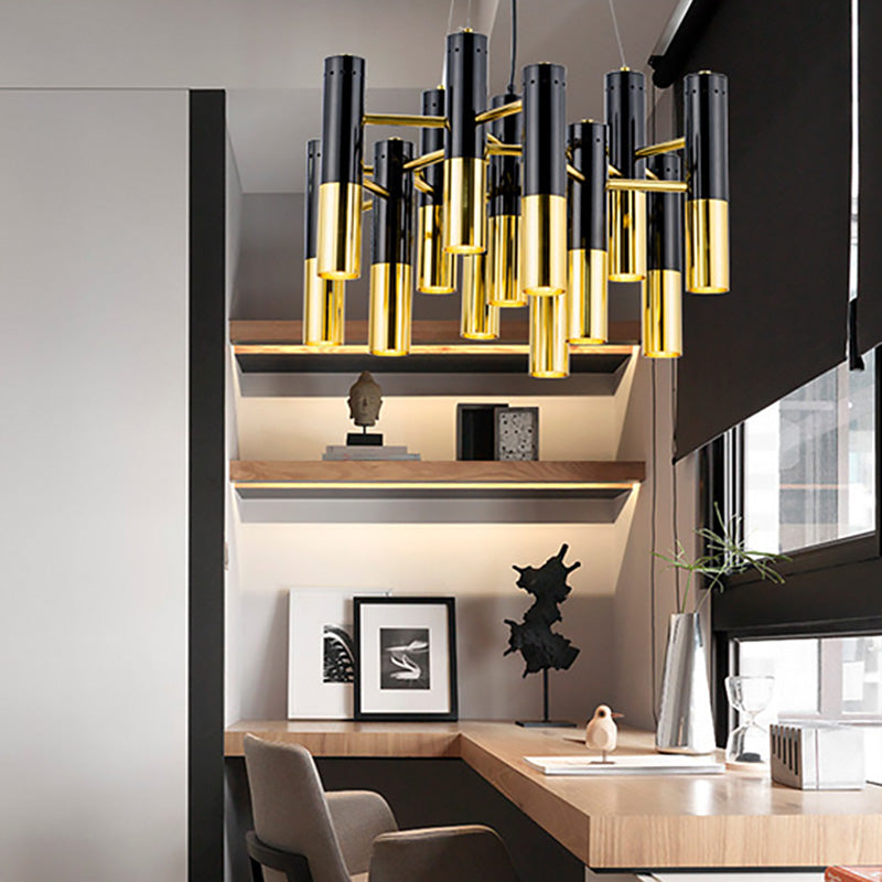 Sitting Room Postmodern Metal Chandelier Lighting Fixture Balck-gold Chandelier Pendant Light