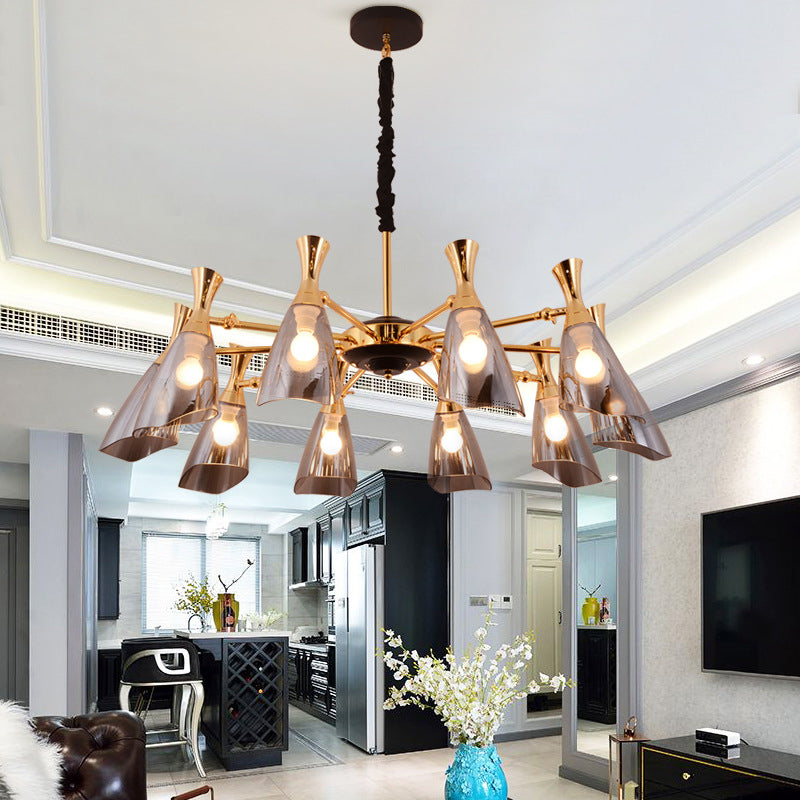 Postmodern 10 CHANDELIER LIGHTES ACCULTURS METAL ET VERRE PROSIDE CHANDELIER POUR CAFE