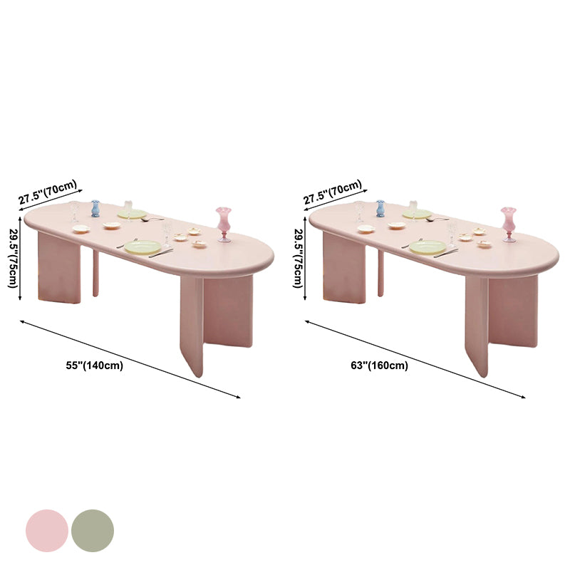 Solid Wood Contemporary Oval Table Wood Top Table for Kitchen and Dining Room