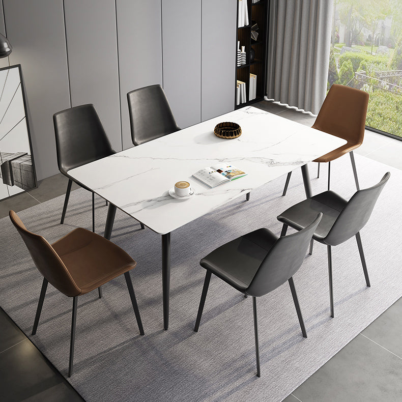 Moderne stijl thuis gesinterde stenen eettafel 4 benen rechthoekige tafel in wit