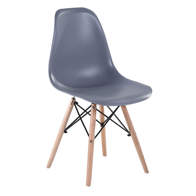 Modern Style Dining Room Chairs Plastic Armless Chair with Wooden Legs