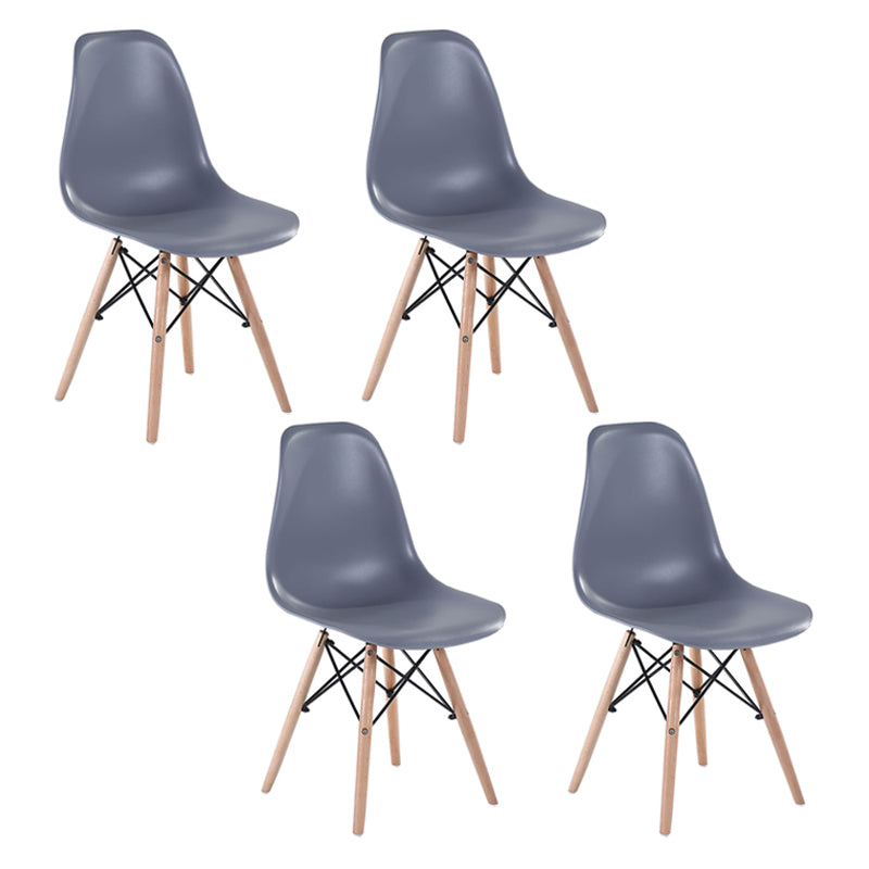 Modern Style Dining Room Chairs Plastic Armless Chair with Wooden Legs