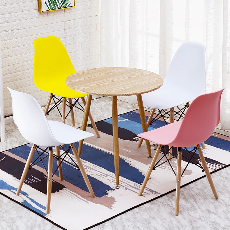 Modern Style Dining Room Chairs Plastic Armless Chair with Wooden Legs