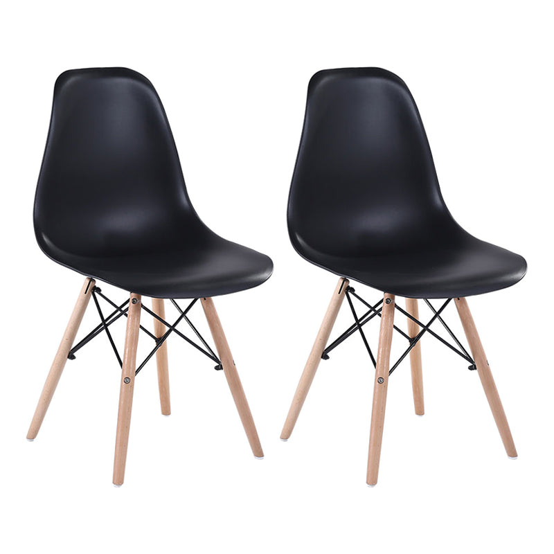 Modern Style Dining Room Chairs Plastic Armless Chair with Wooden Legs