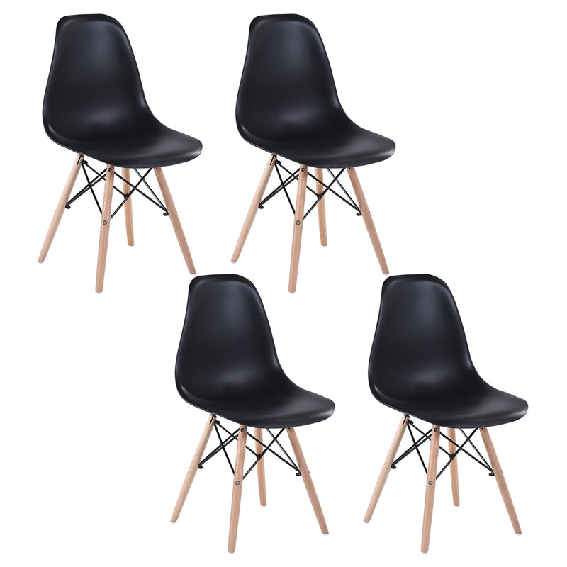 Modern Style Dining Room Chairs Plastic Armless Chair with Wooden Legs