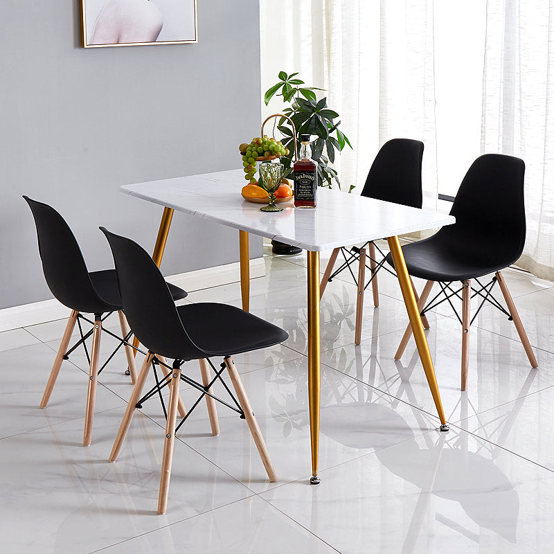 Modern Style Dining Room Chairs Plastic Armless Chair with Wooden Legs