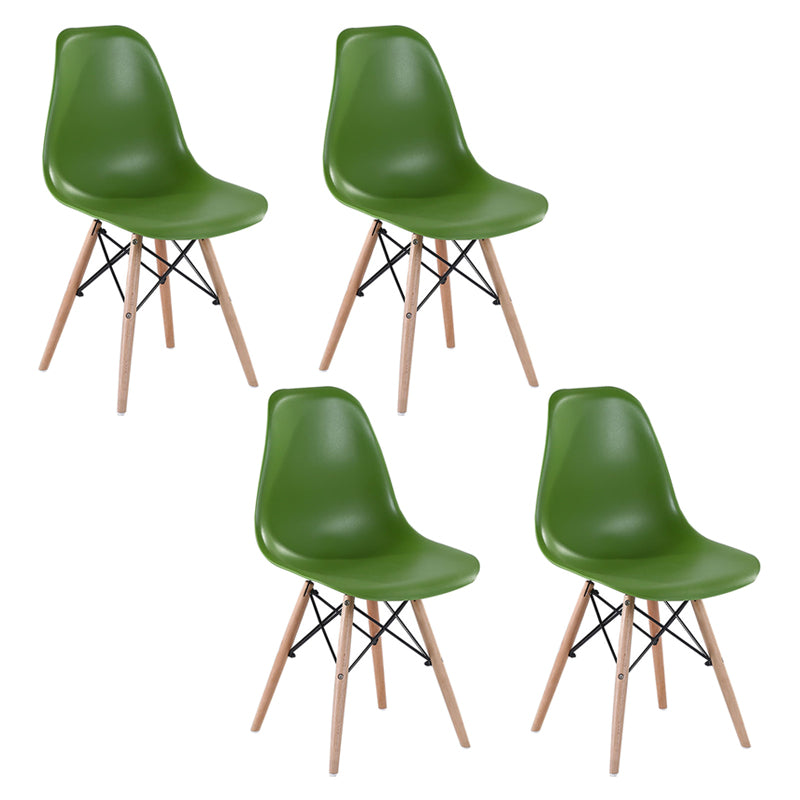 Modern Style Dining Room Chairs Plastic Armless Chair with Wooden Legs