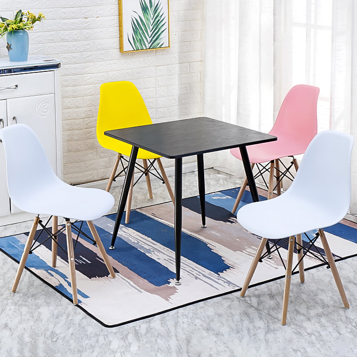 Modern Style Dining Room Chairs Plastic Armless Chair with Wooden Legs