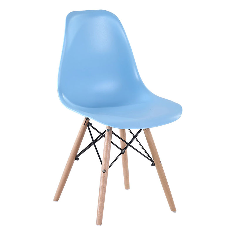 Modern Style Dining Room Chairs Plastic Armless Chair with Wooden Legs