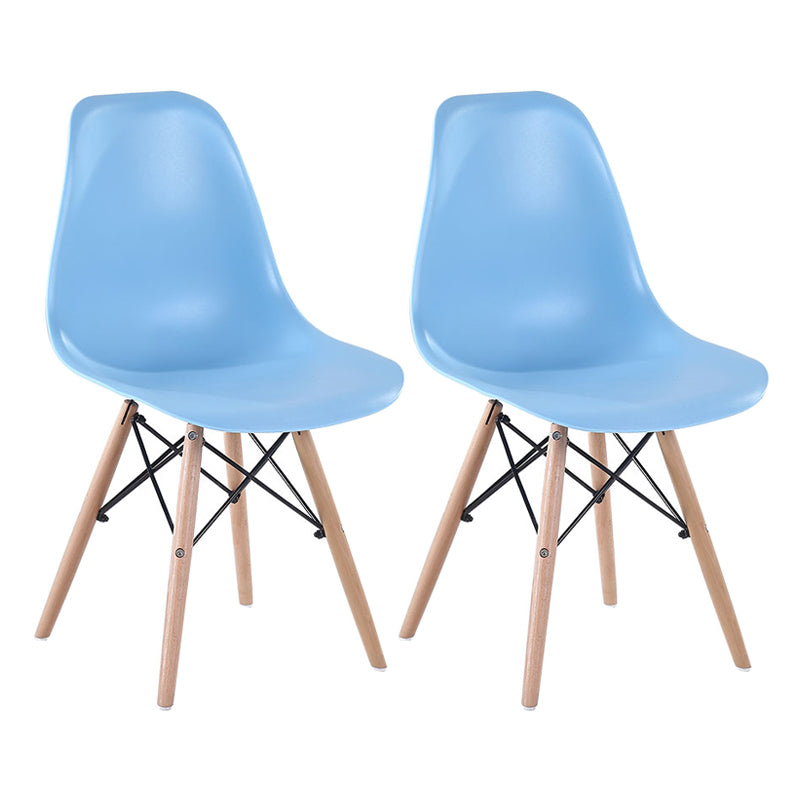 Modern Style Dining Room Chairs Plastic Armless Chair with Wooden Legs