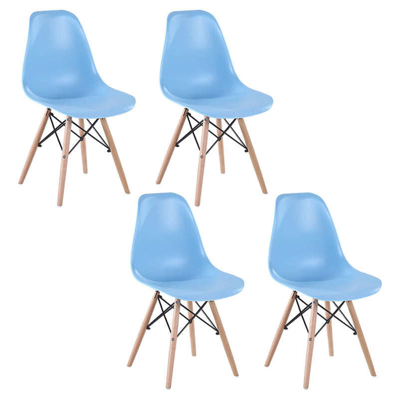 Modern Style Dining Room Chairs Plastic Armless Chair with Wooden Legs