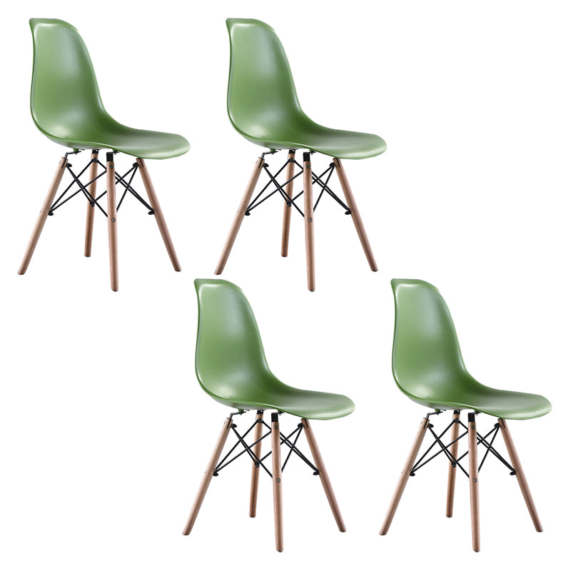 Modern Style Dining Room Chairs Plastic Armless Chair with Wooden Legs