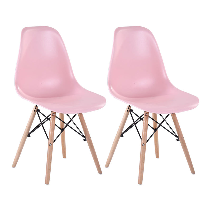 Modern Style Dining Room Chairs Plastic Armless Chair with Wooden Legs