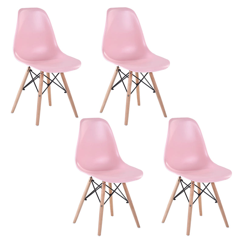 Modern Style Dining Room Chairs Plastic Armless Chair with Wooden Legs