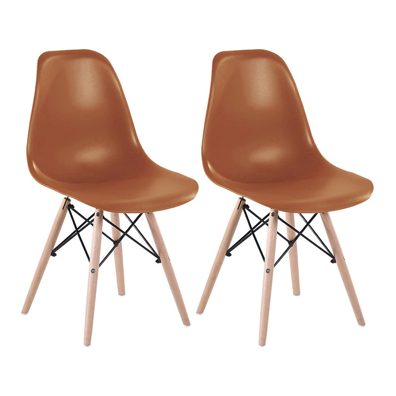 Modern Style Dining Room Chairs Plastic Armless Chair with Wooden Legs