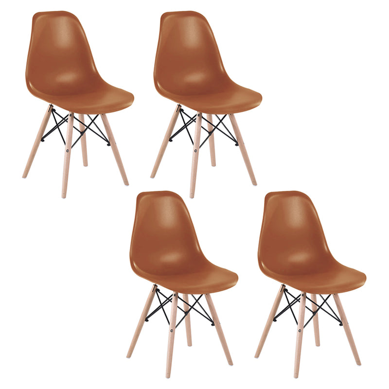 Modern Style Dining Room Chairs Plastic Armless Chair with Wooden Legs