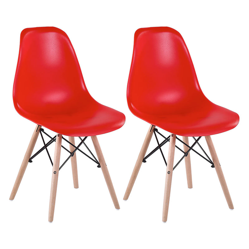 Modern Style Dining Room Chairs Plastic Armless Chair with Wooden Legs