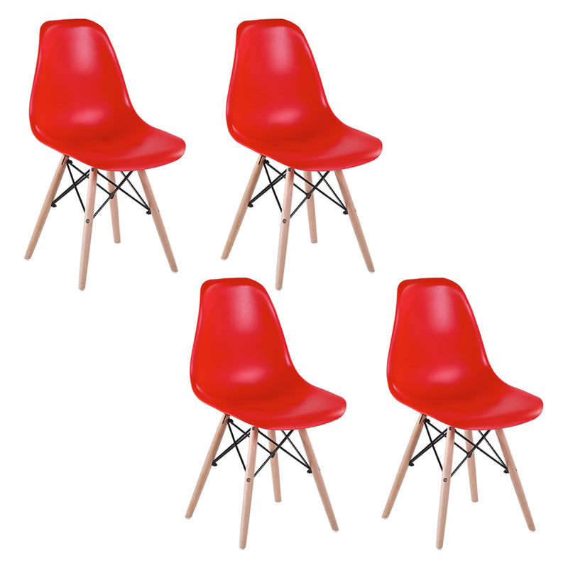 Modern Style Dining Room Chairs Plastic Armless Chair with Wooden Legs