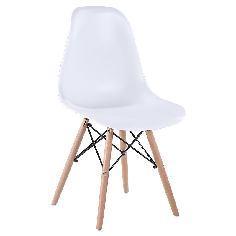 Modern Style Dining Room Chairs Plastic Armless Chair with Wooden Legs